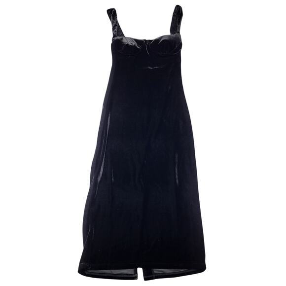Rumored Runaway Midi Dress Black Velvet Large Underewire Bra Top Open Back Large - Picture 3 of 9